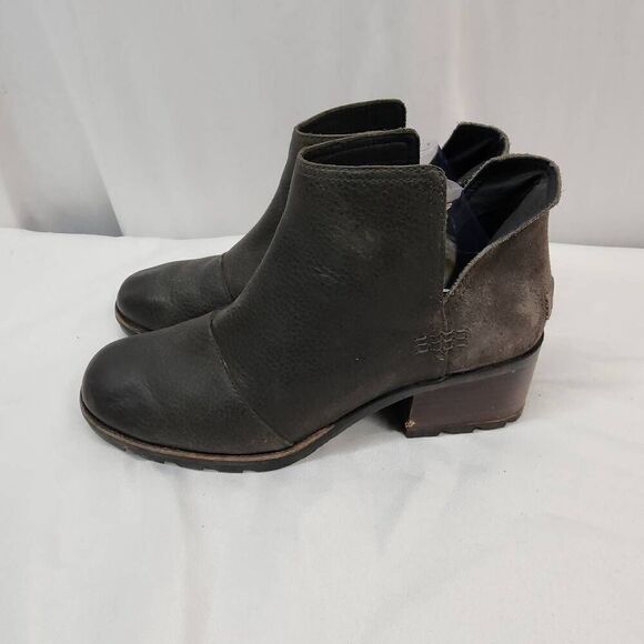 Sorel Women Size 8.5 Cate Cutout Black Leather Waterproof Bootie Boots - Picture 5 of 8